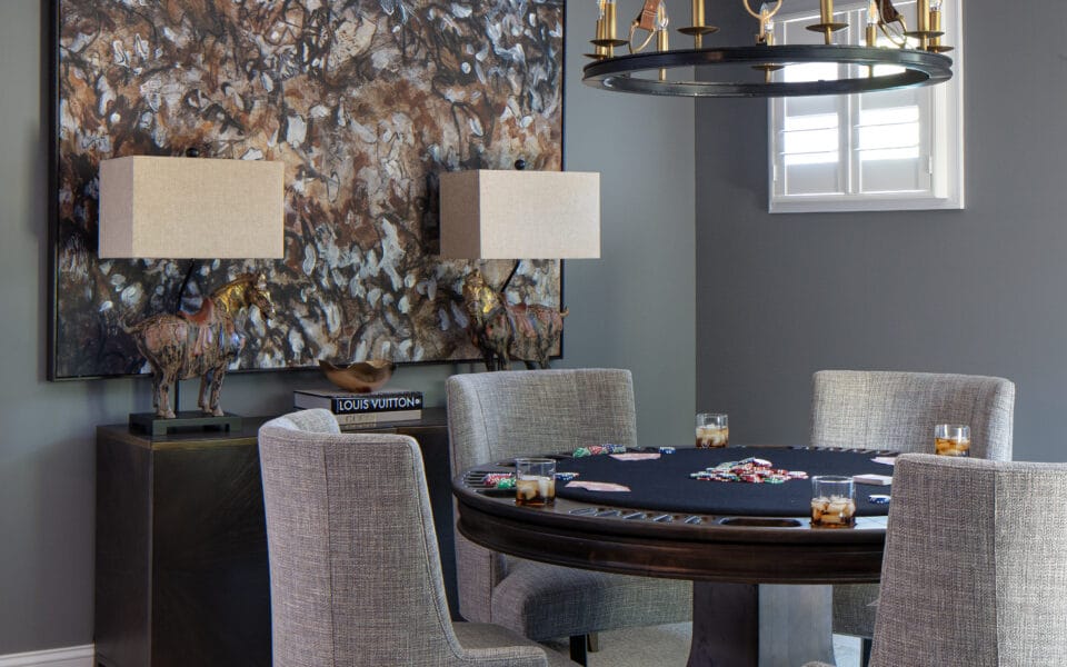 A dining room with a table and 4 chairs