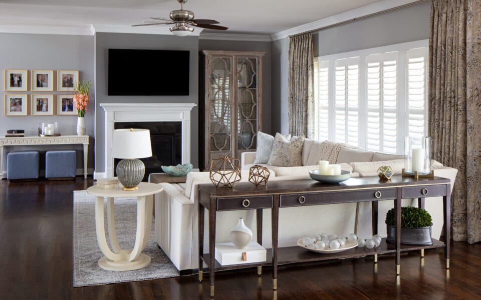 A beautiful living room with white couch
